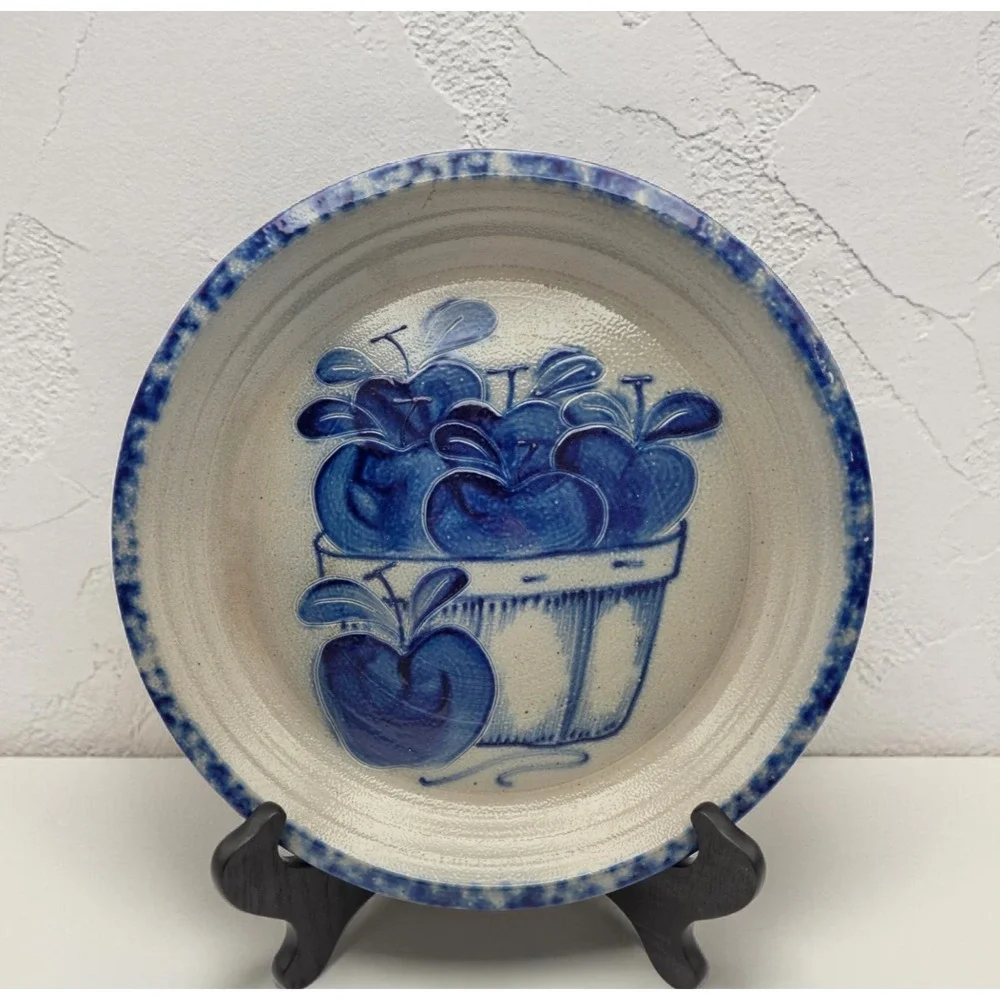 David Eldreth Pottery Salt Glazed Apple Basket Pie Plate 11